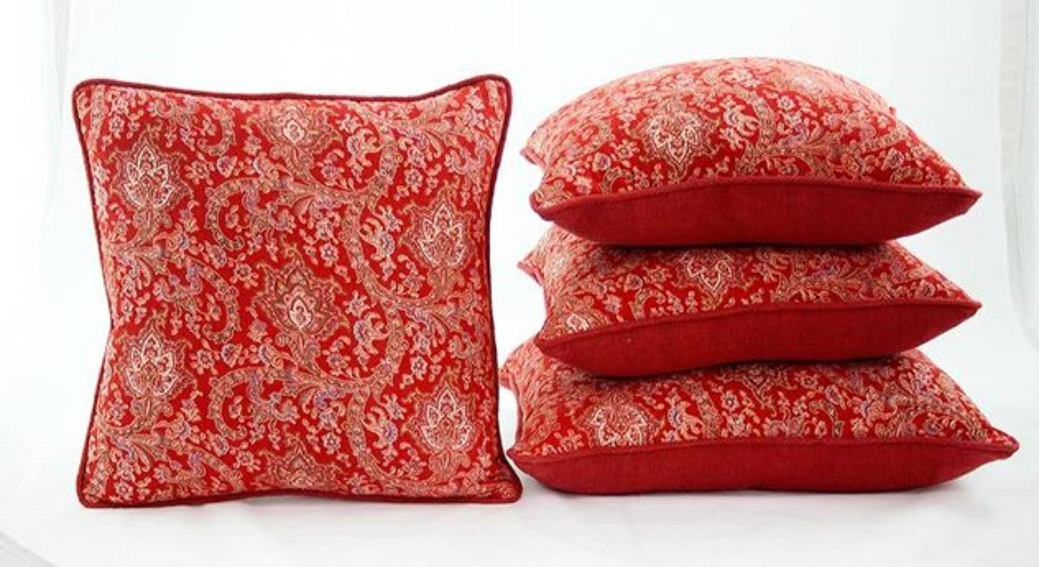 C19 Red Paisley Cushions