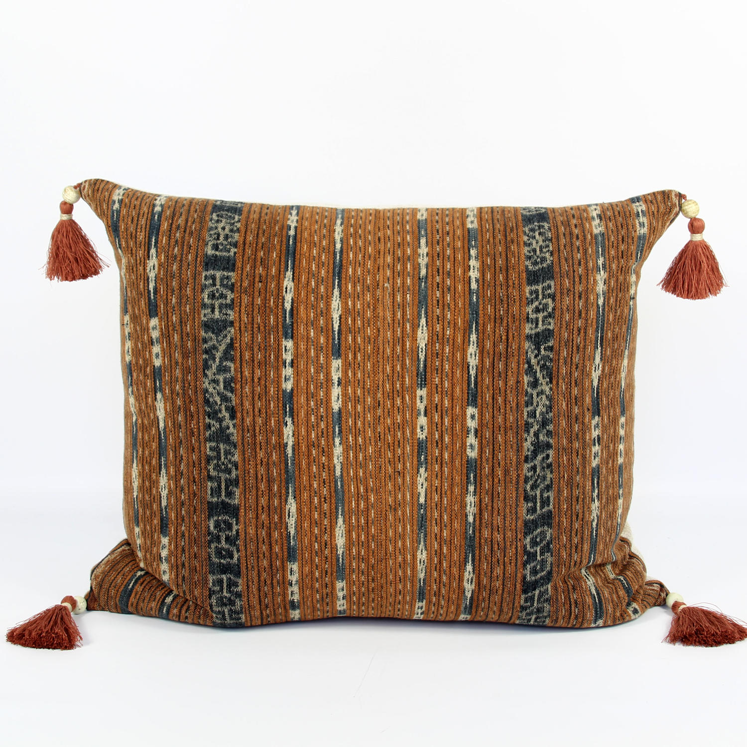 Large Ikat Cushions with Beaded Tassels