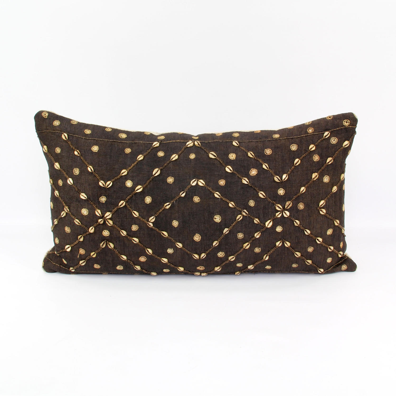 Kuba Cloth cushion with cowrie shells