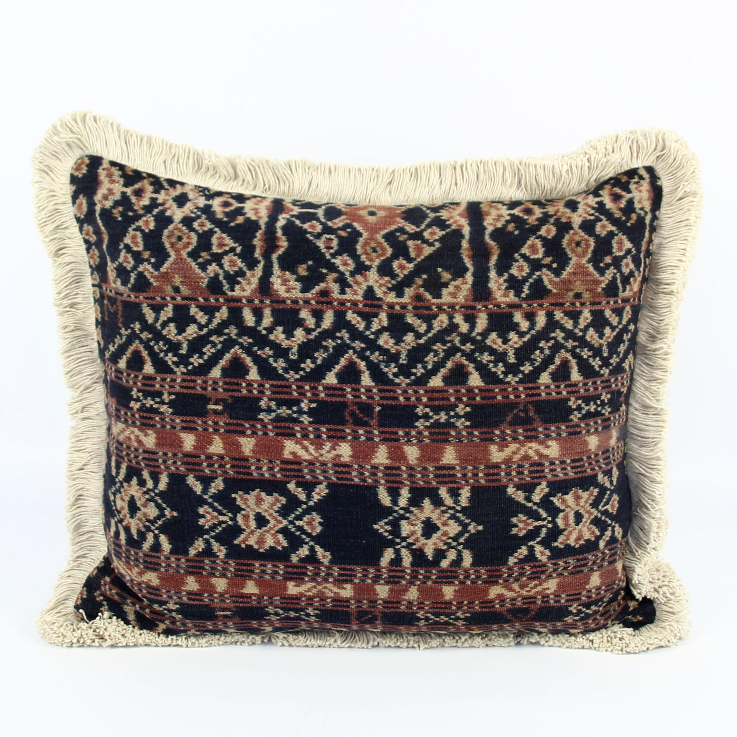 Vintage Savu Ikat Cushions with Fringe Trim