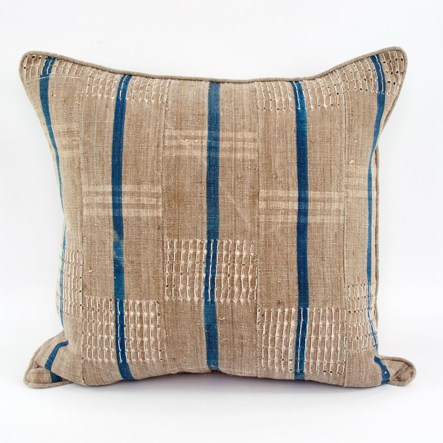 Yoruba Cushions with blue stripes