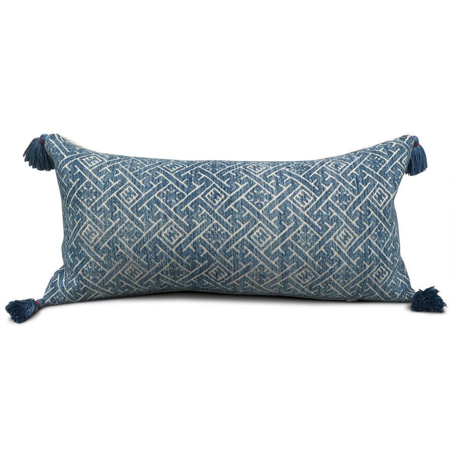 Blue Zhuang Cushions with Blue Tassels