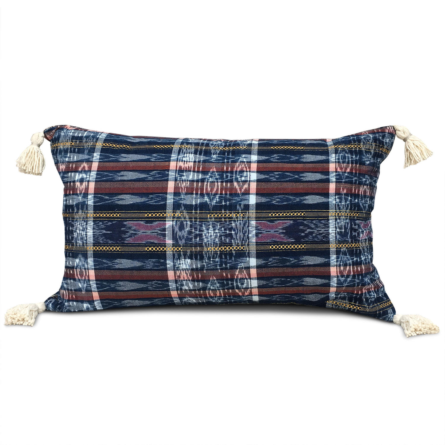 Guatemalan Corte Cloth Cushion with Tassels