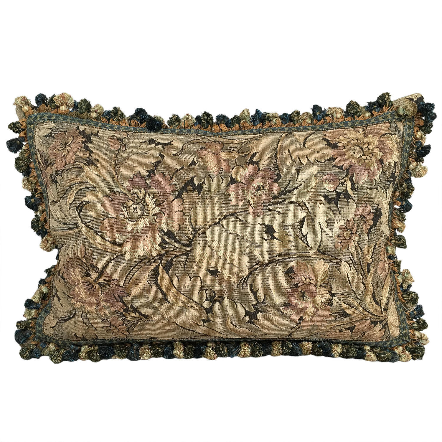 Tapestry Cushion with Fringe Trim