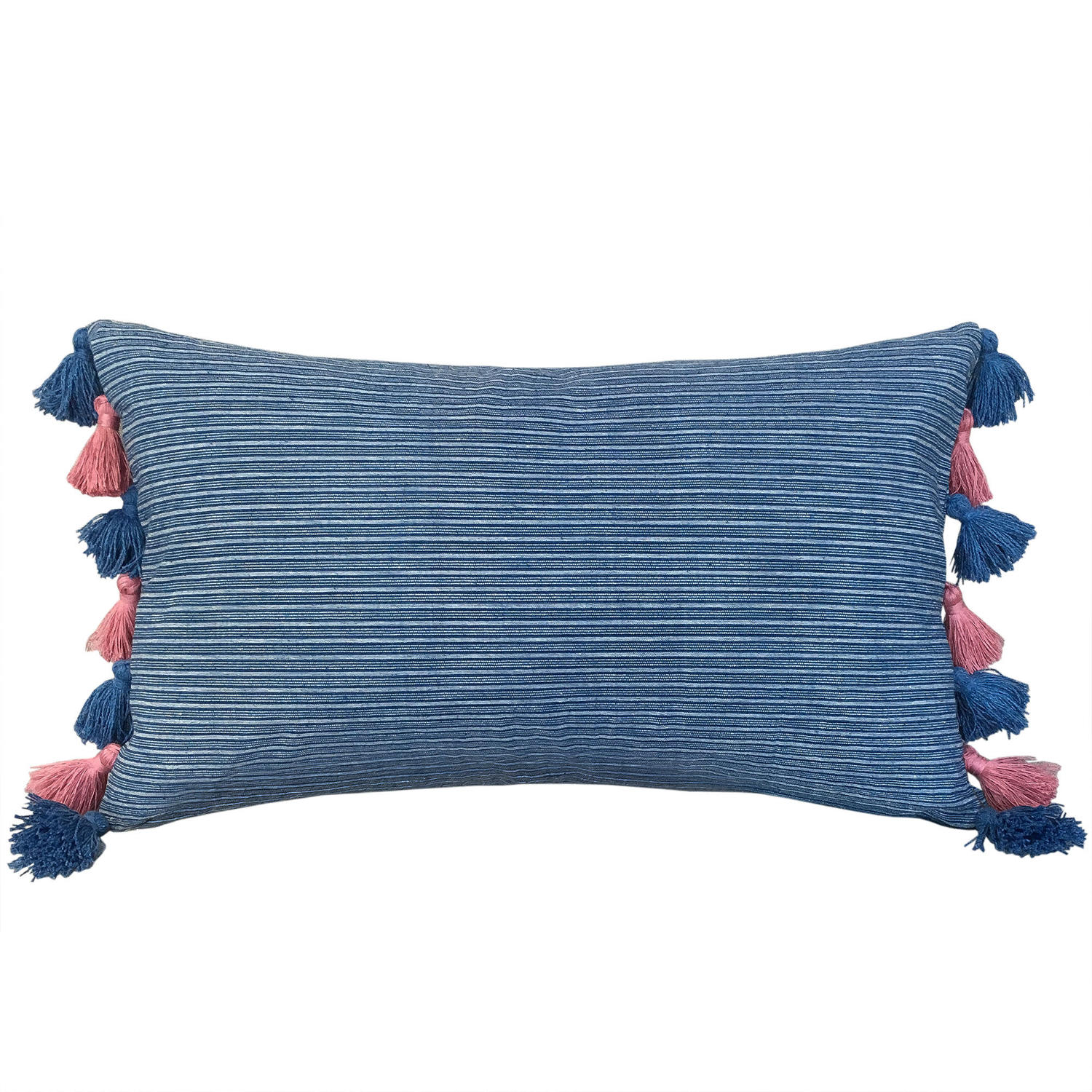 Buyi Cushion with Pink & Blue Tassels