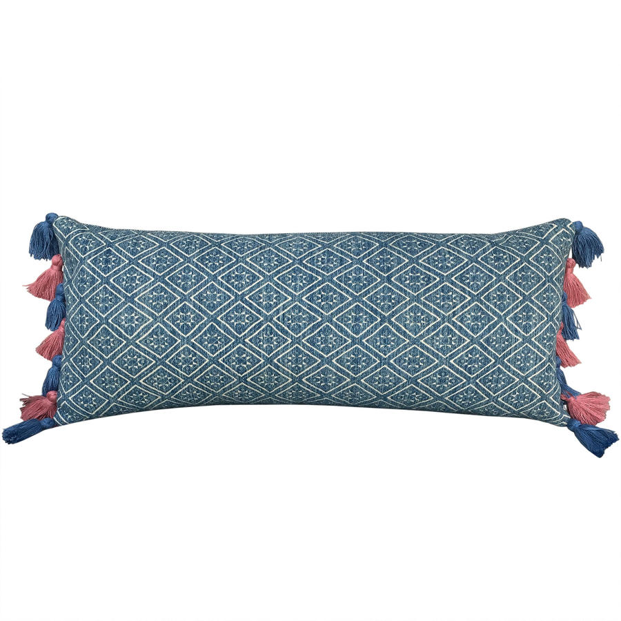Zhuang Cushion with Pink & Blue Tassels