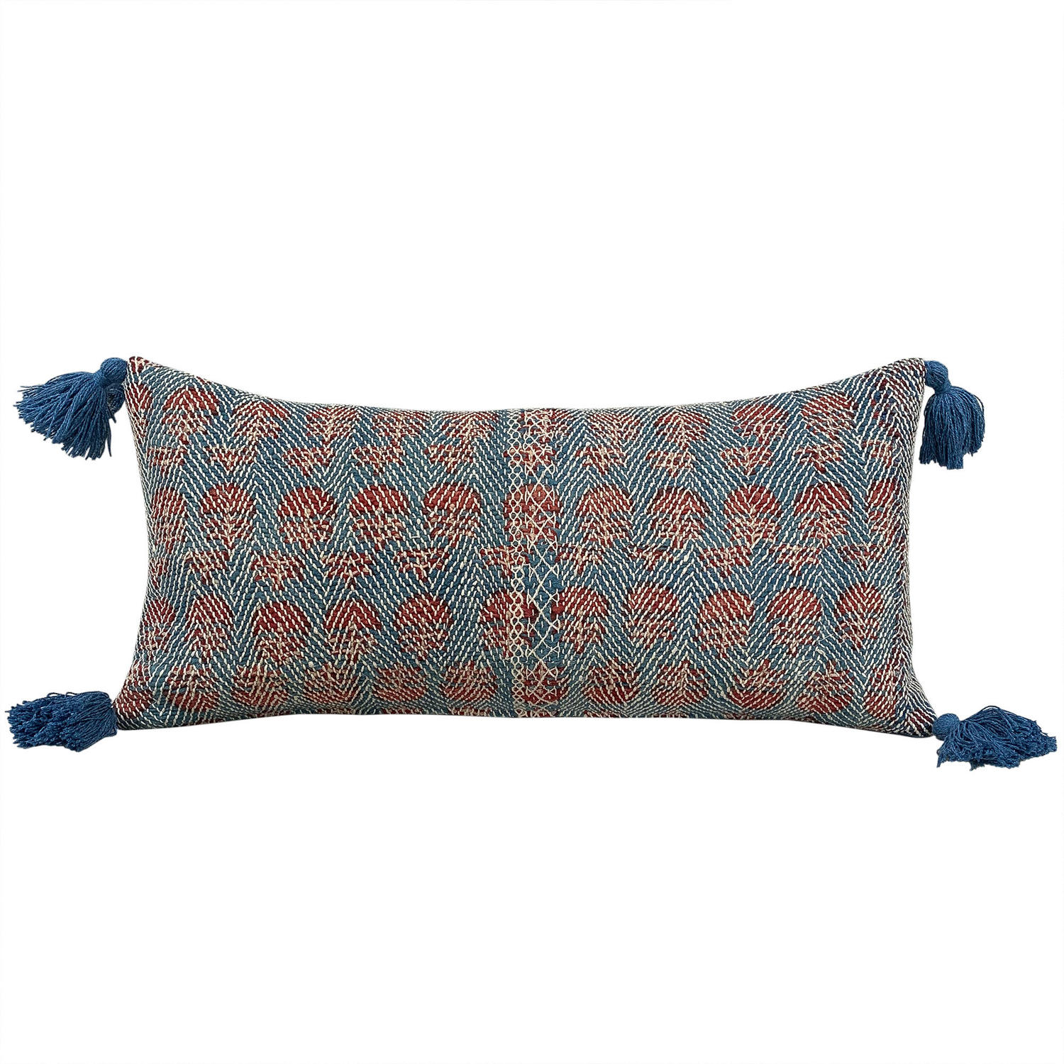Banjara Cushion with Blue Tassels
