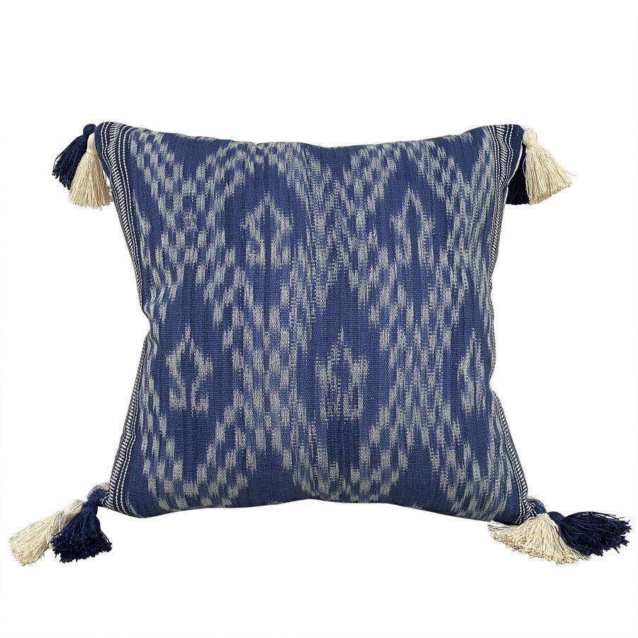 Ikat cushions with double tassels