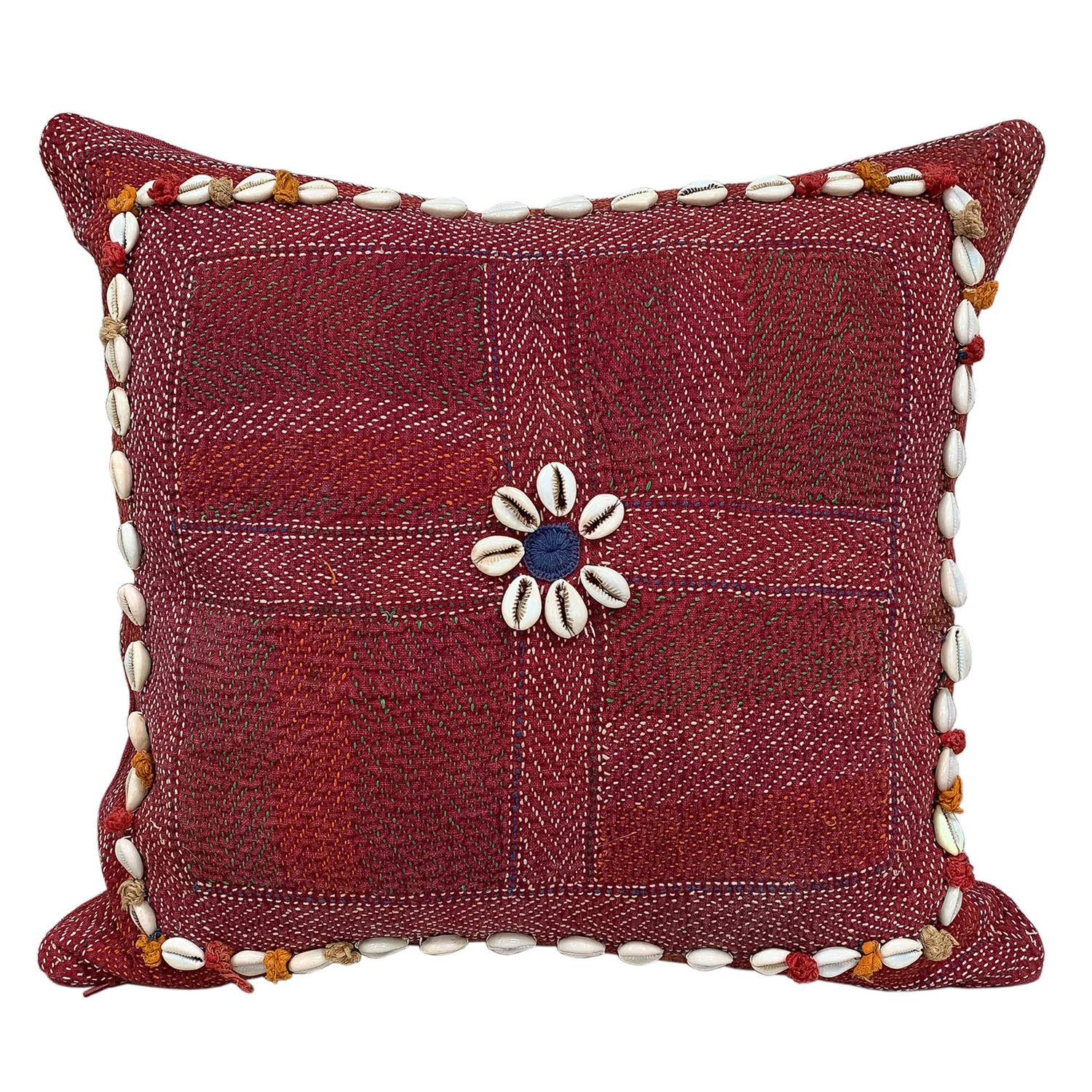 Banjara kalchi cushion with cowries