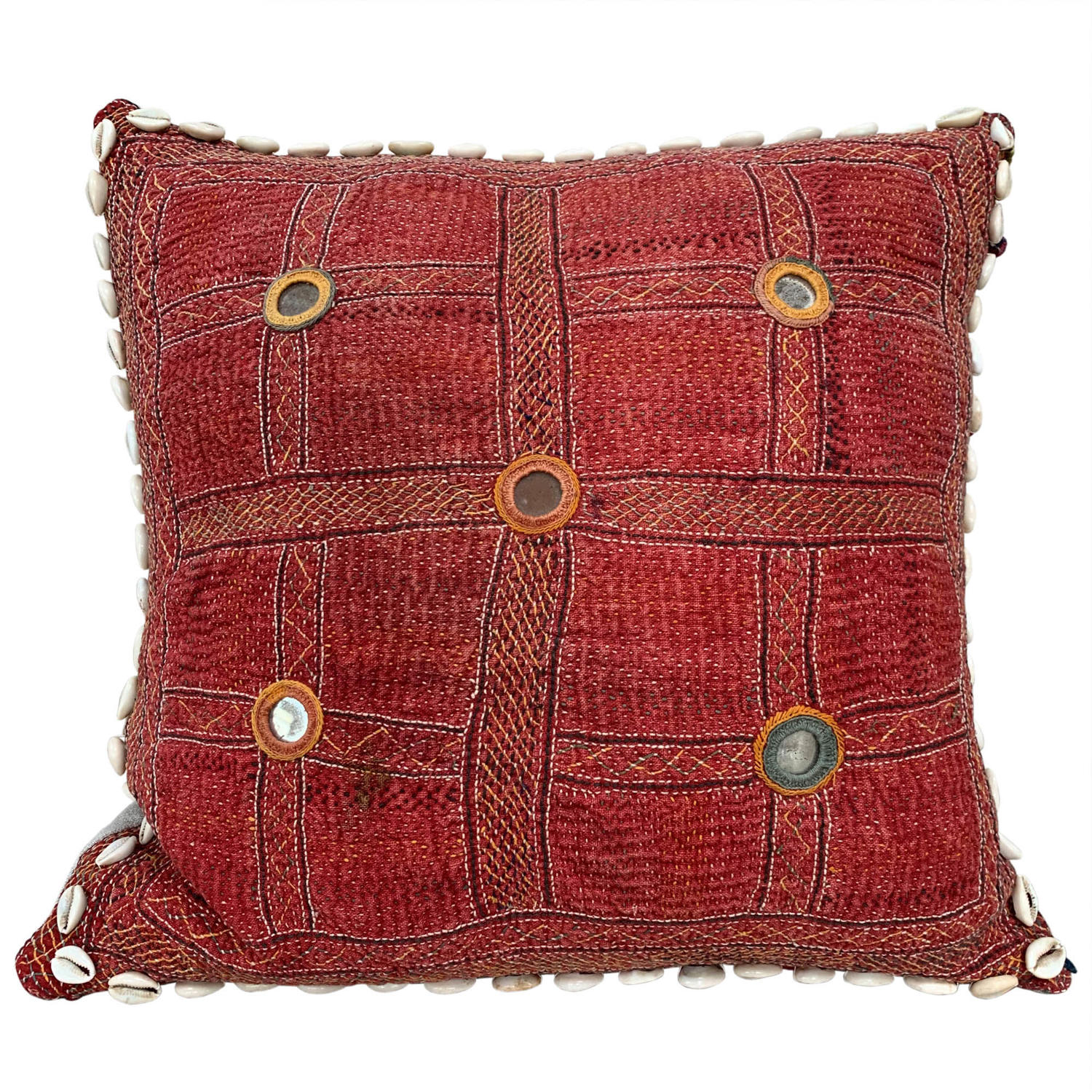 Red Banjara kalchi cushion