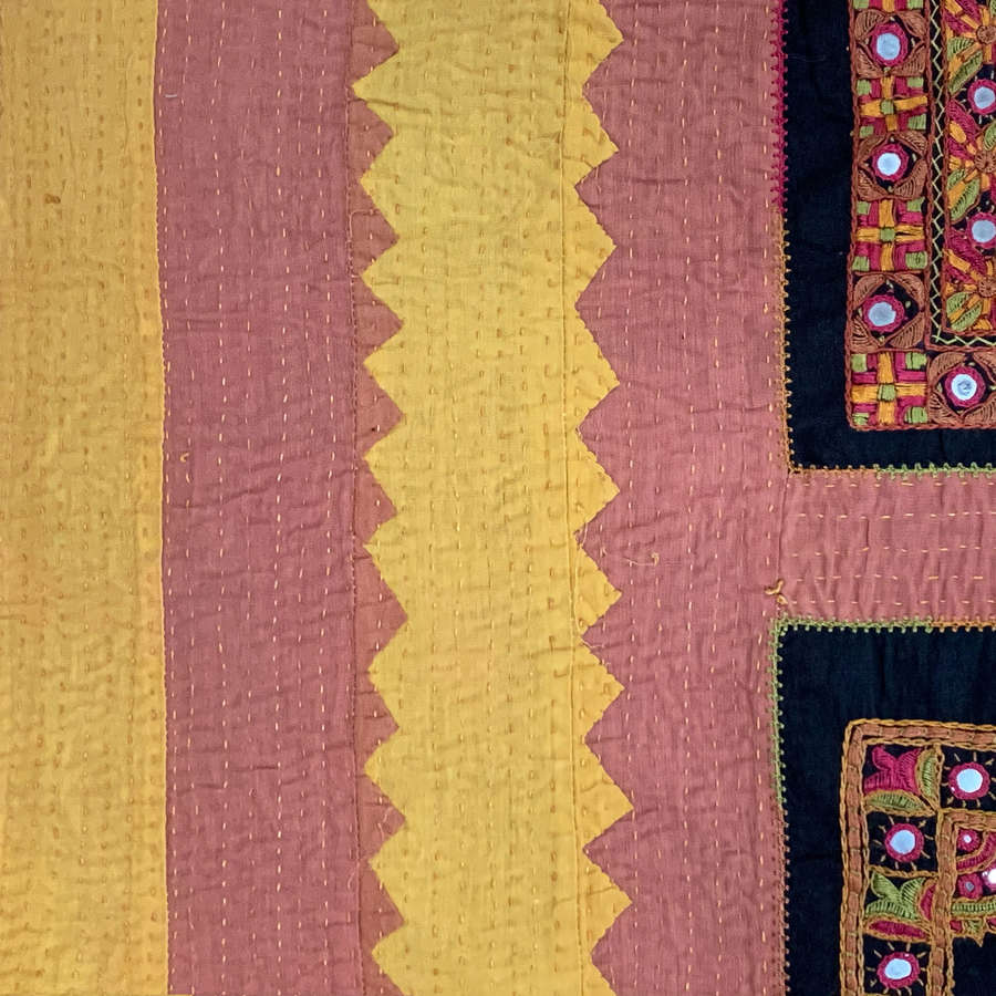 Embroidered patchwork bedspread