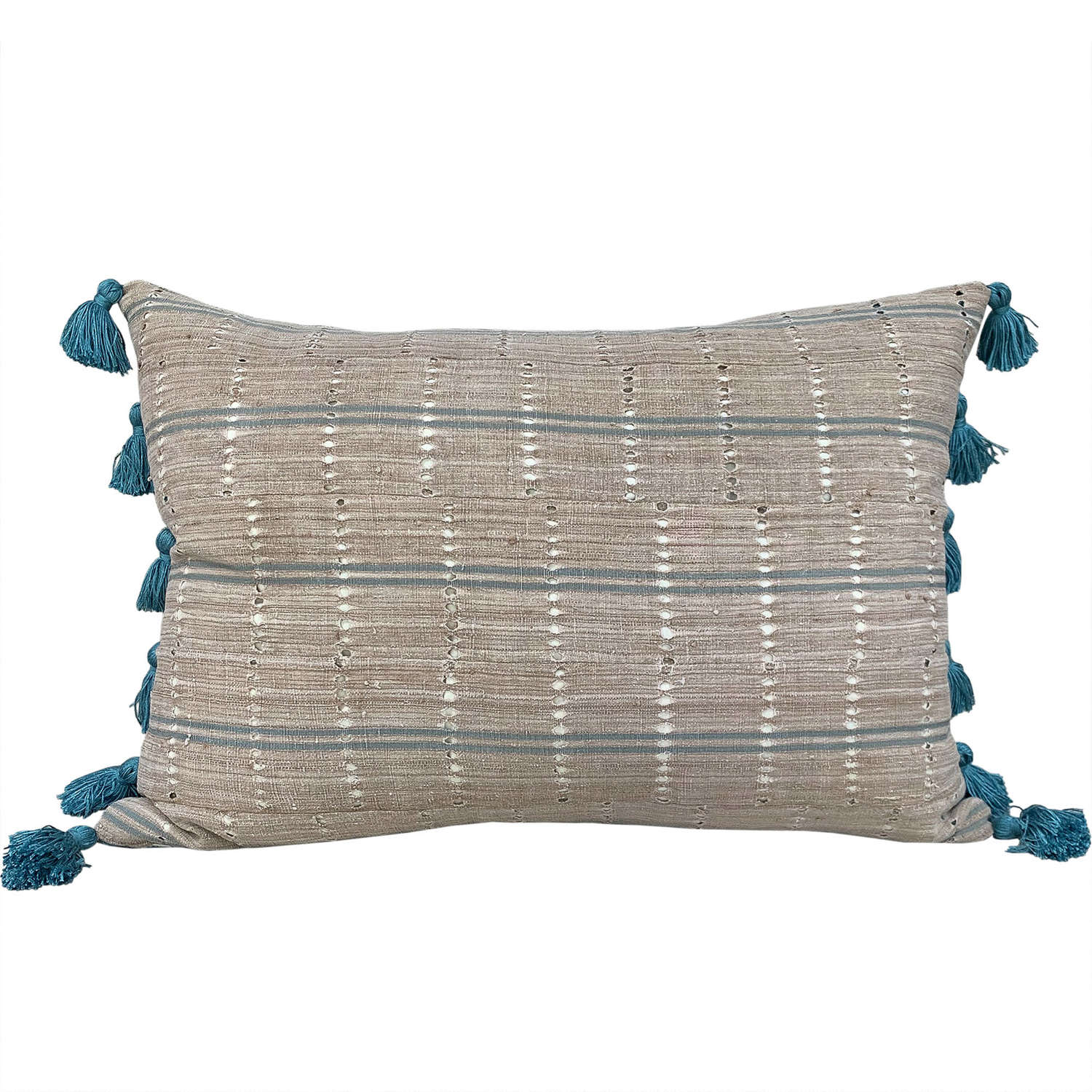 Yoruba cushions with teal tassels