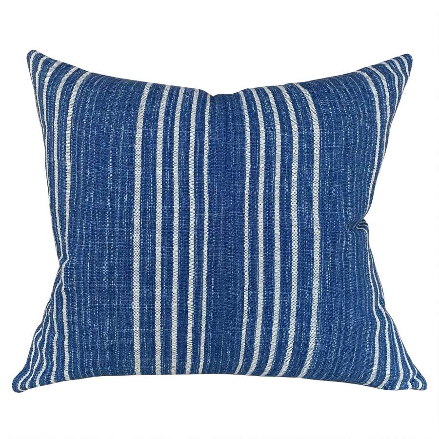 Blue and white striped cushion