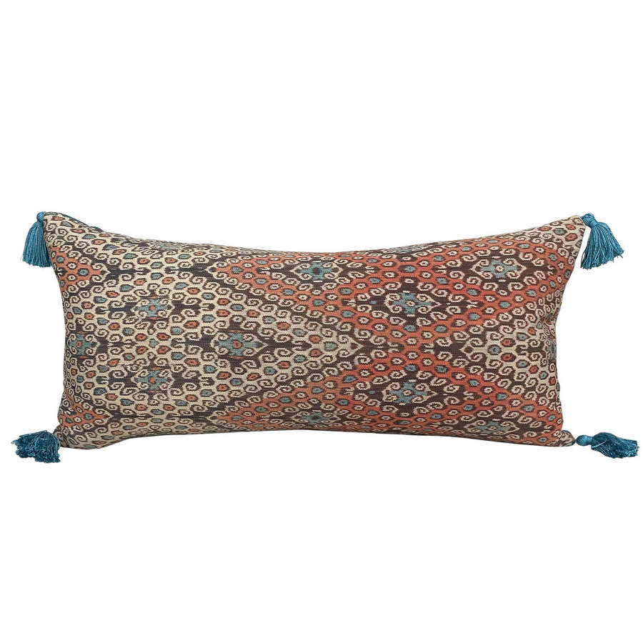 Timor futus cushion with teal tassels