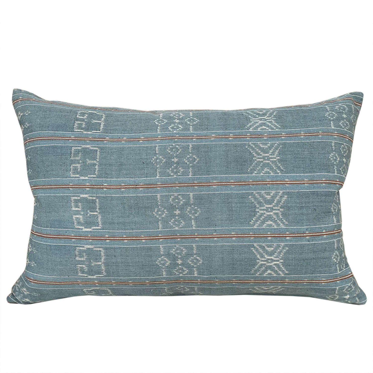 Pale blue Flores ikat cushions