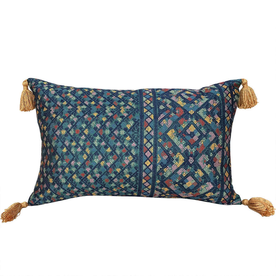 Lao silk brocade cushions with tassels