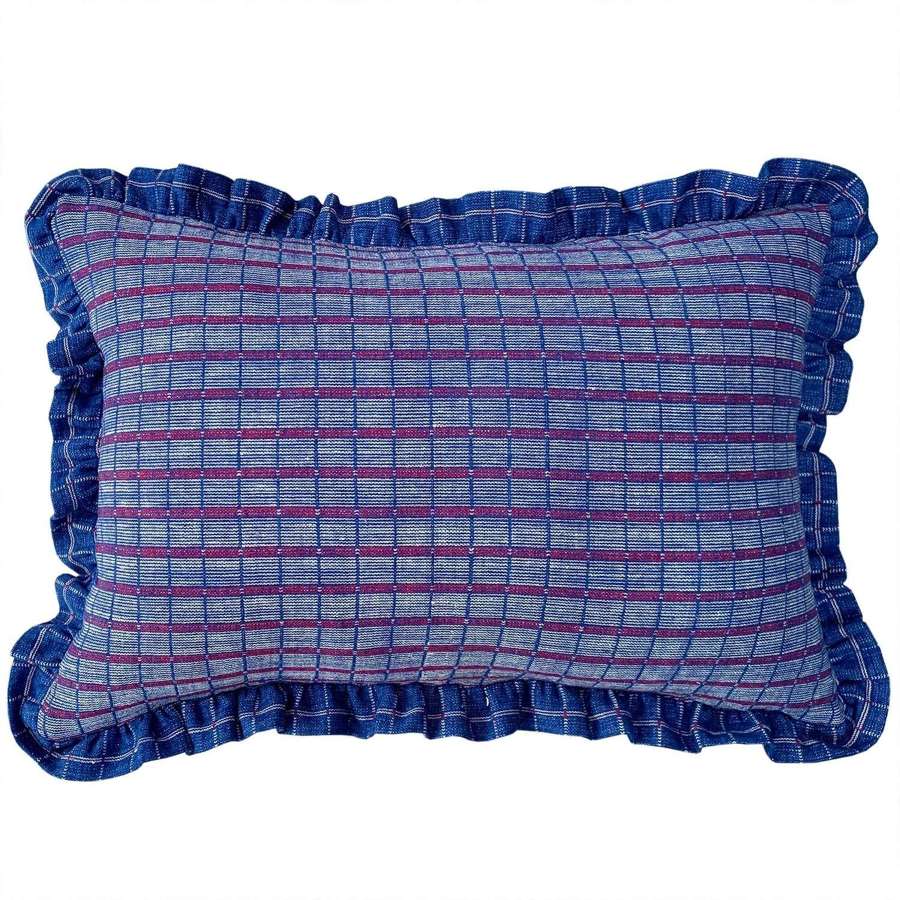 Songjiang cushion - indigo with frill trim