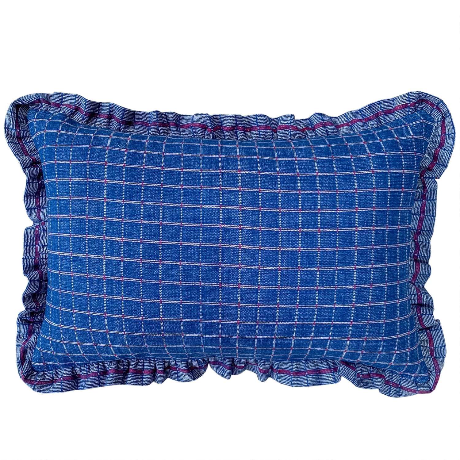 Songjiang cushions - indigo with frill trim