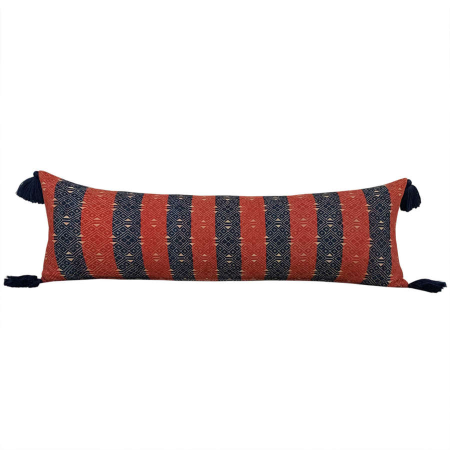 Stripey Dai cushion with tassels
