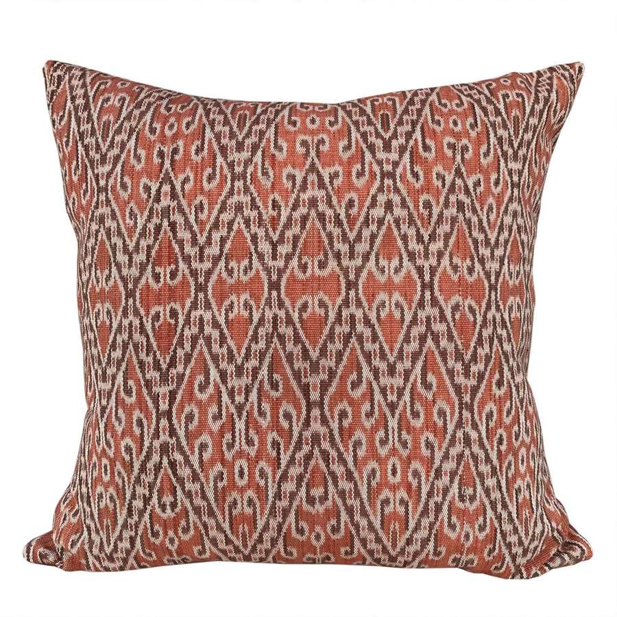 Dayak ikat cushions, light coral