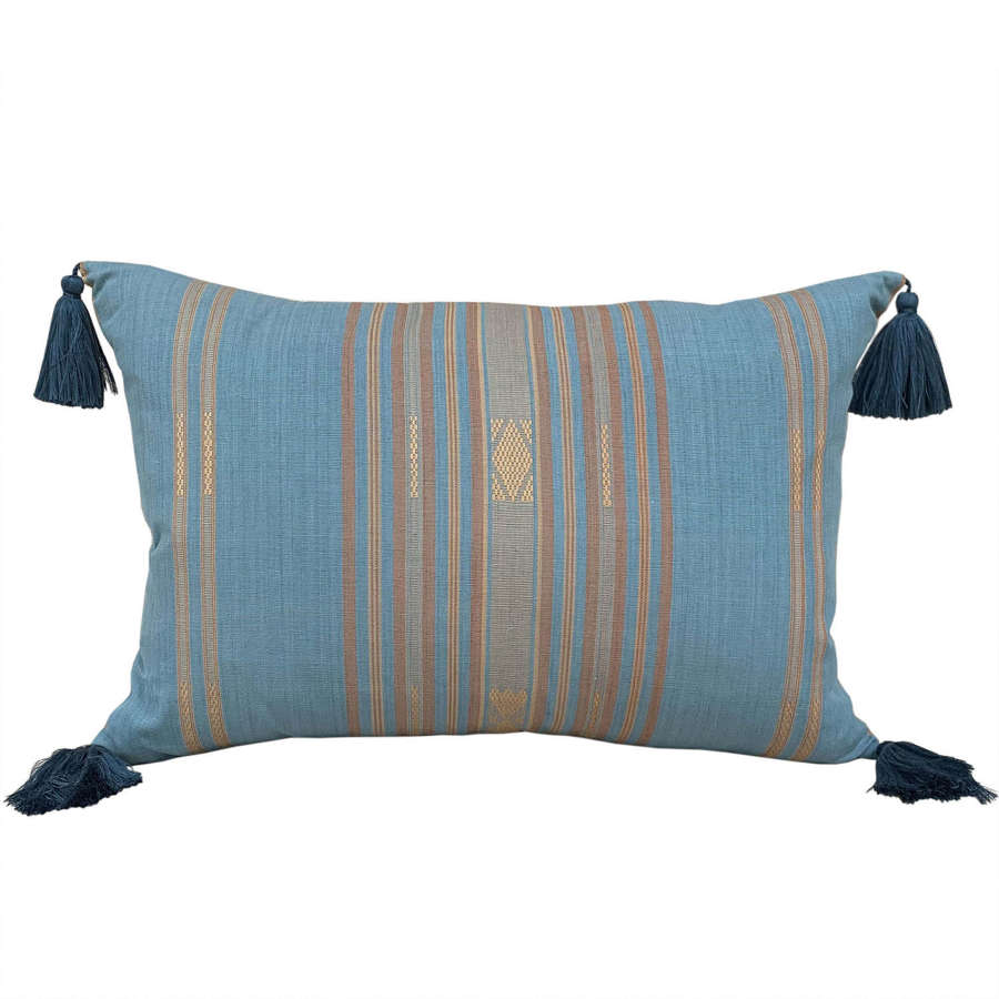 Pastel blue Lombok cushions with tassels