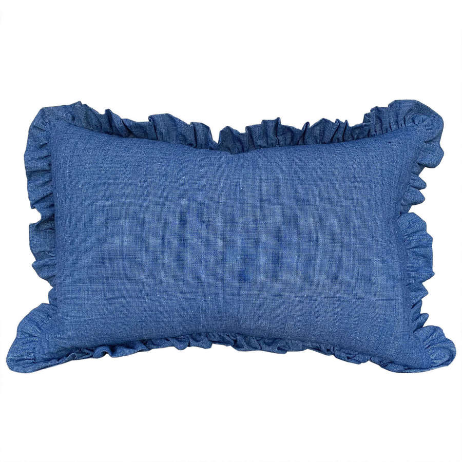 Songjiang indigo cushions with frill trim
