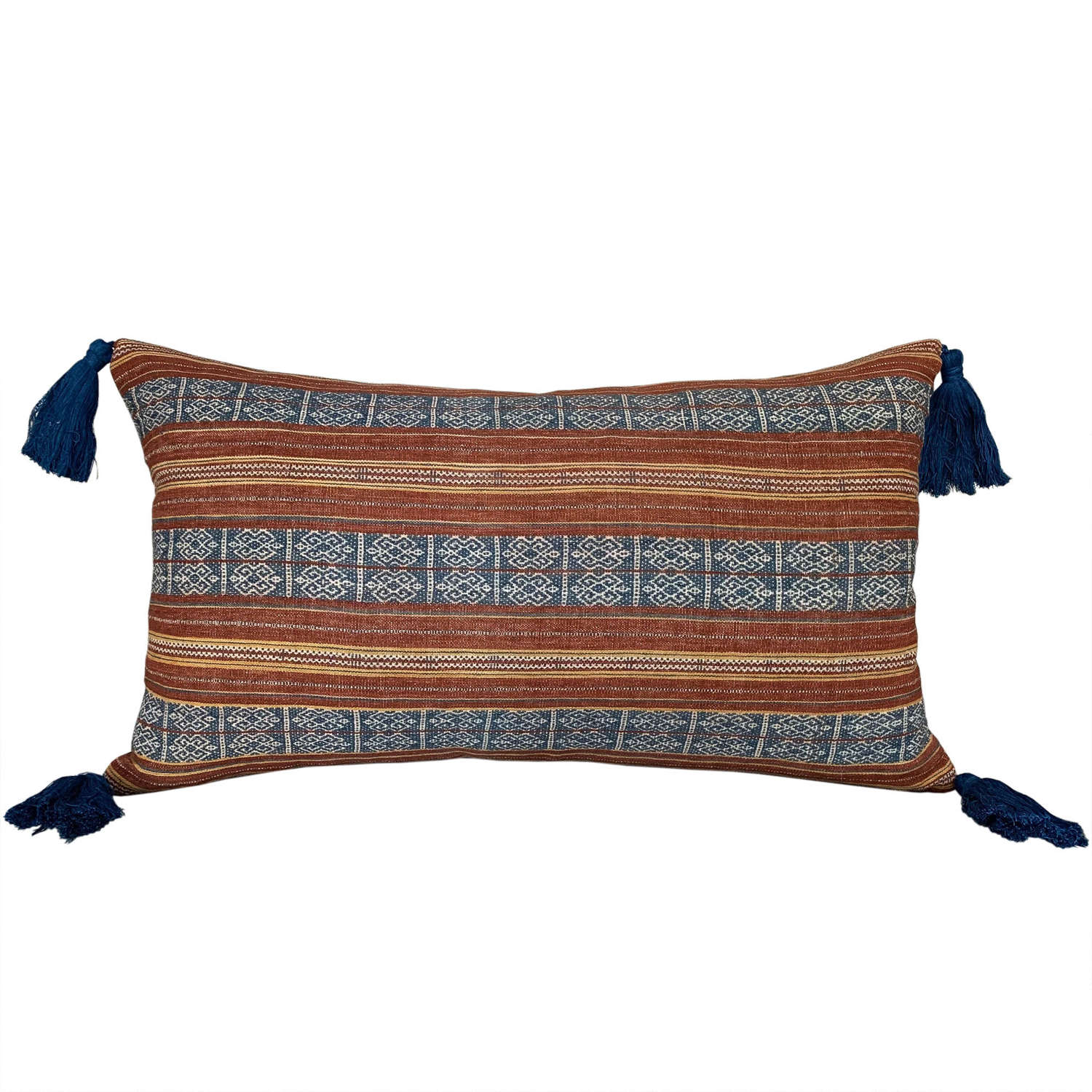 Timor cushion with blue tassels