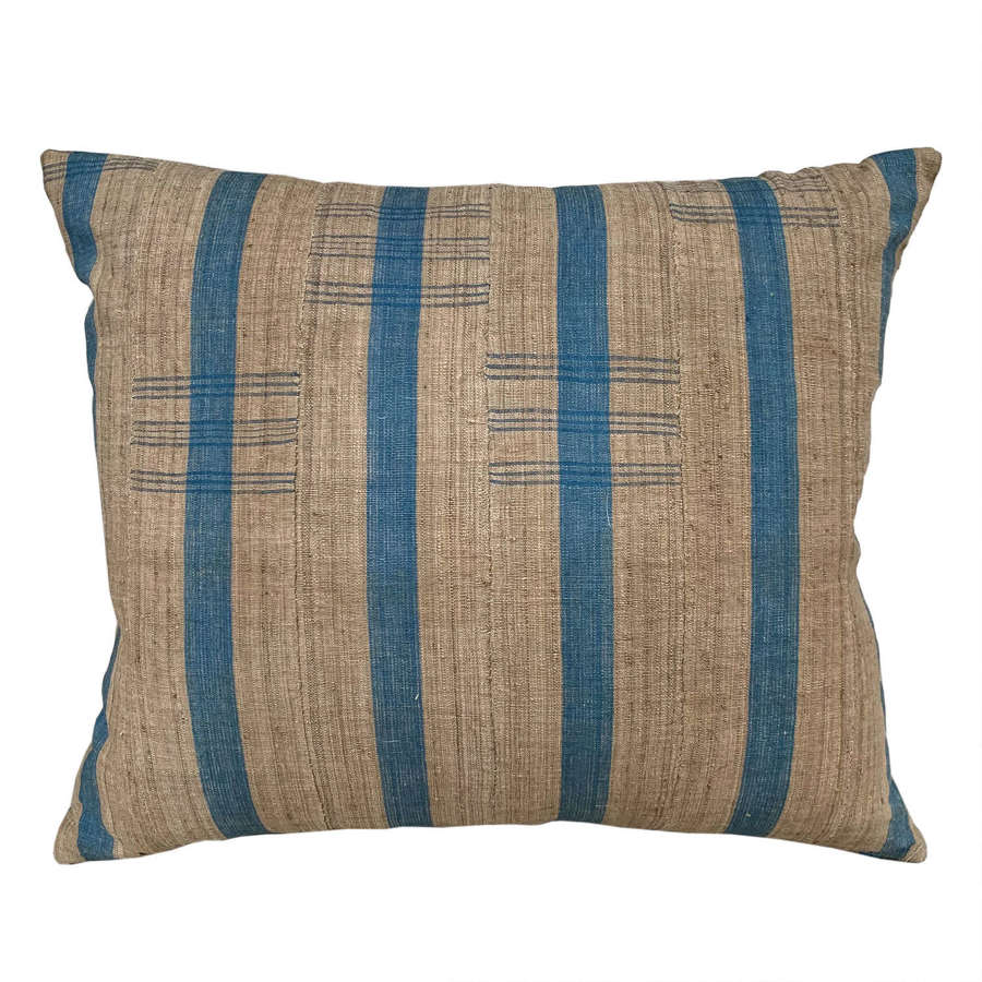 Yoruba cushion with blue stripe