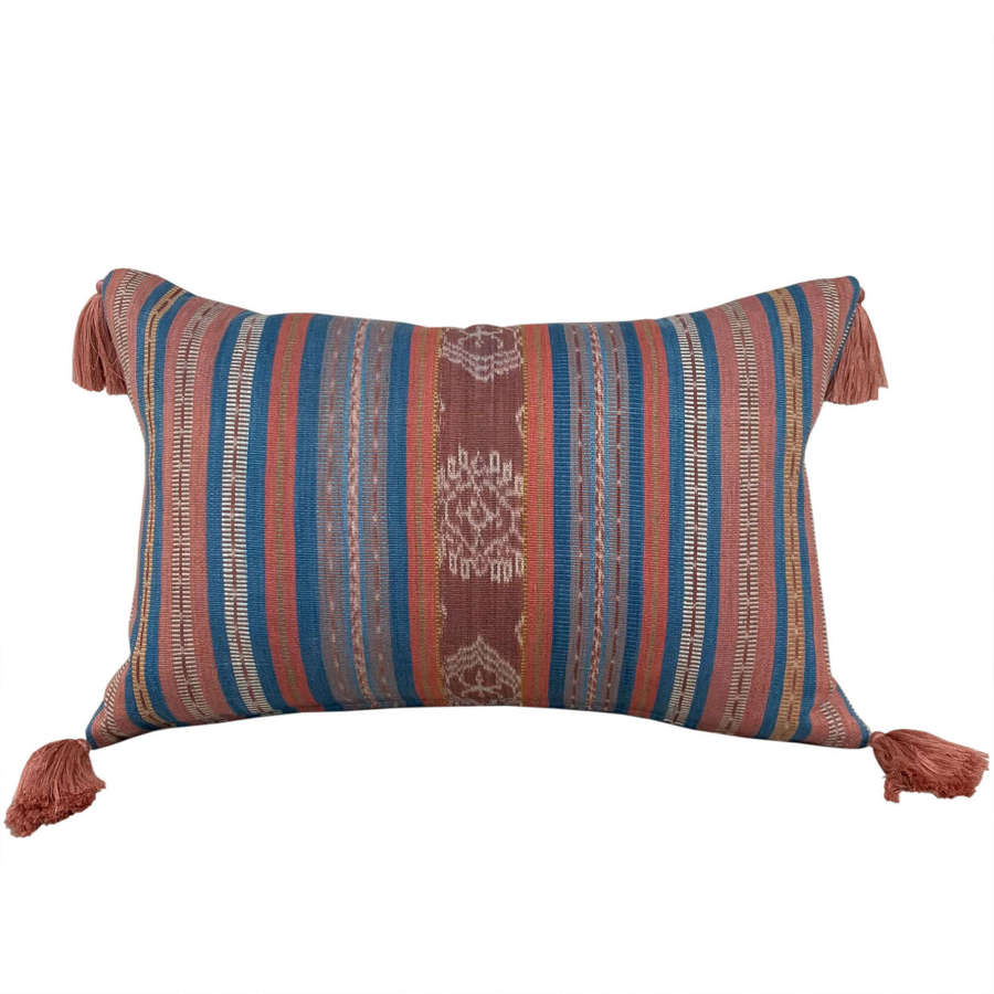 Flores ikat cushions with pink tassels