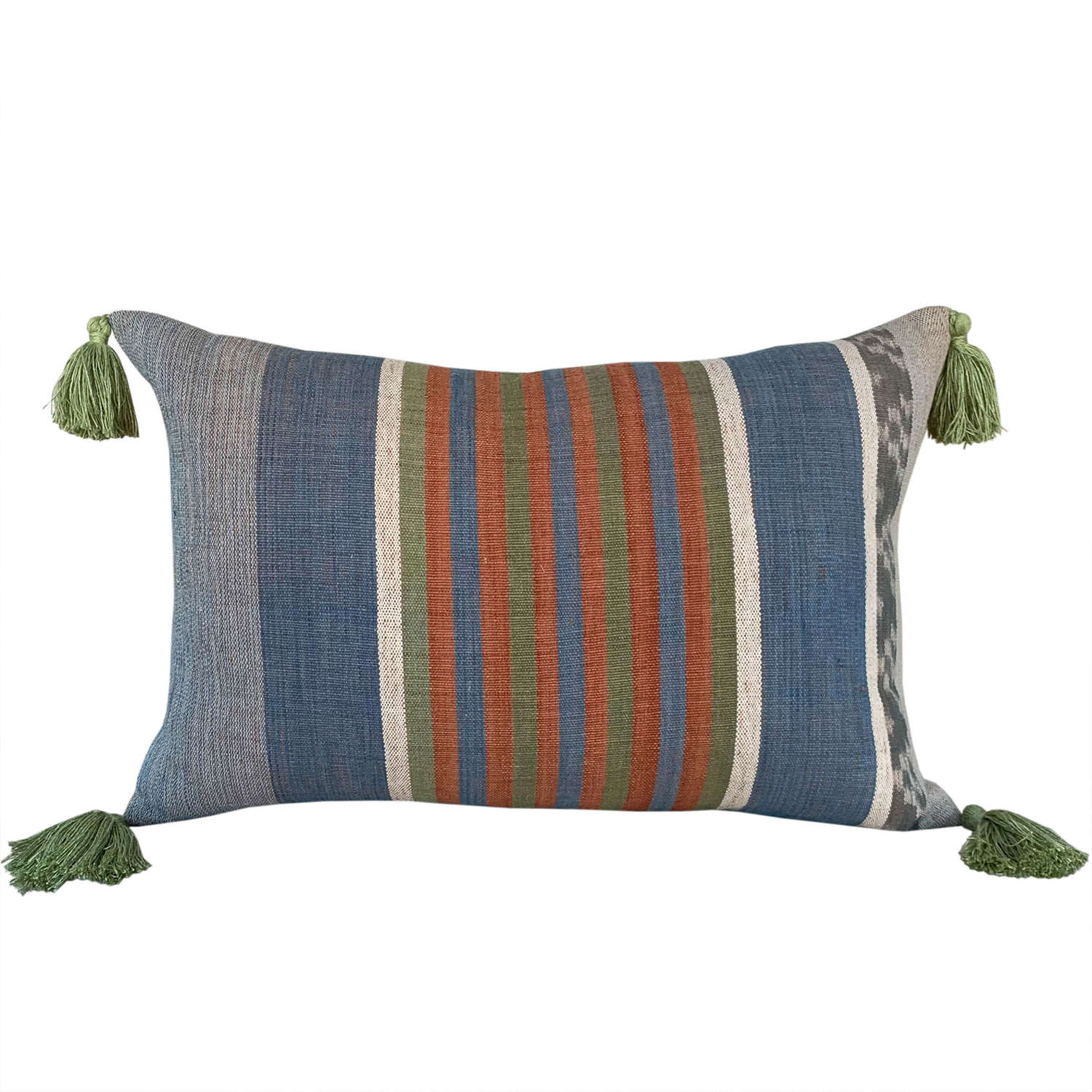Flores Sikka cushion with green tassels