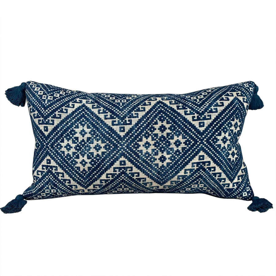 Dai indigo cushions with tassels