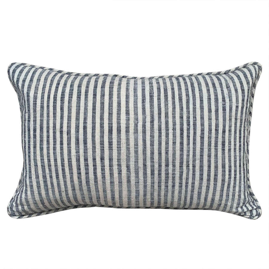 Handwoven cushions with dark blue stripes