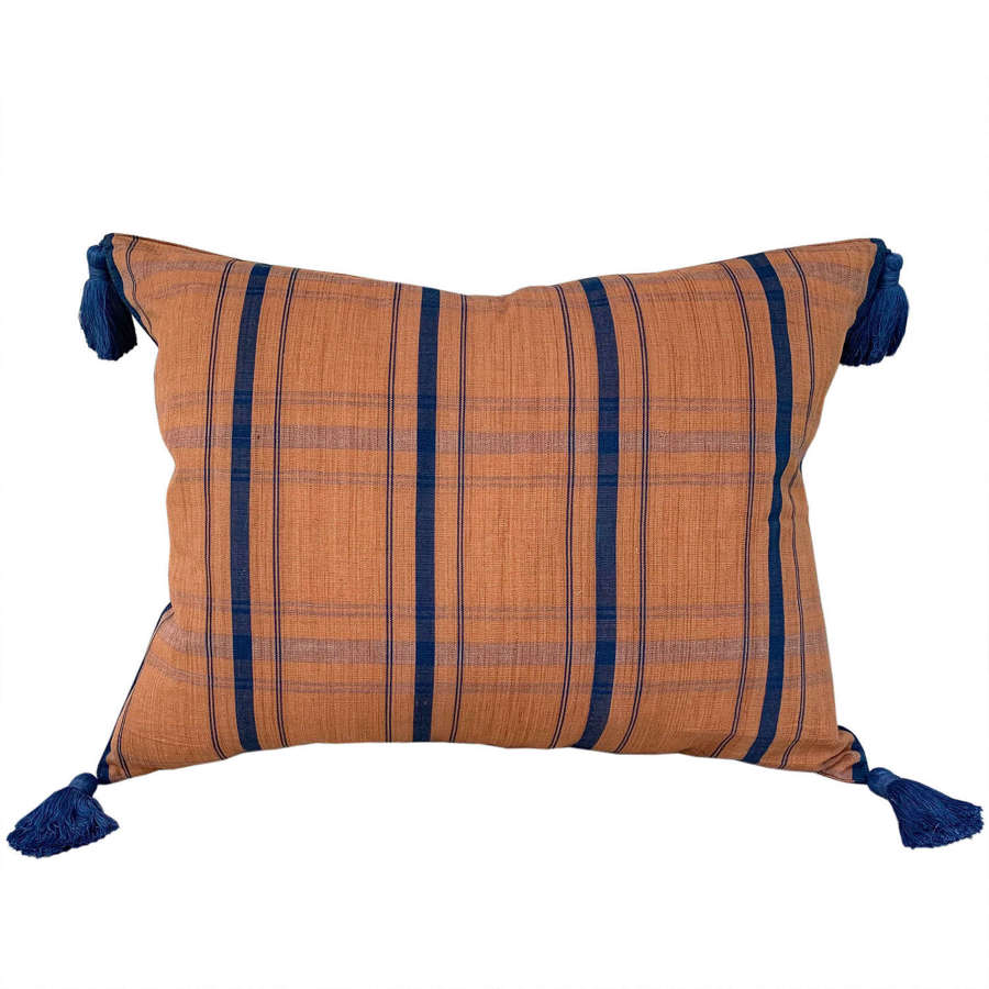 Lombok cushion, rust and blue