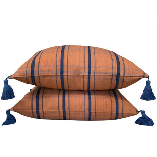 Lombok cushion, rust and blue