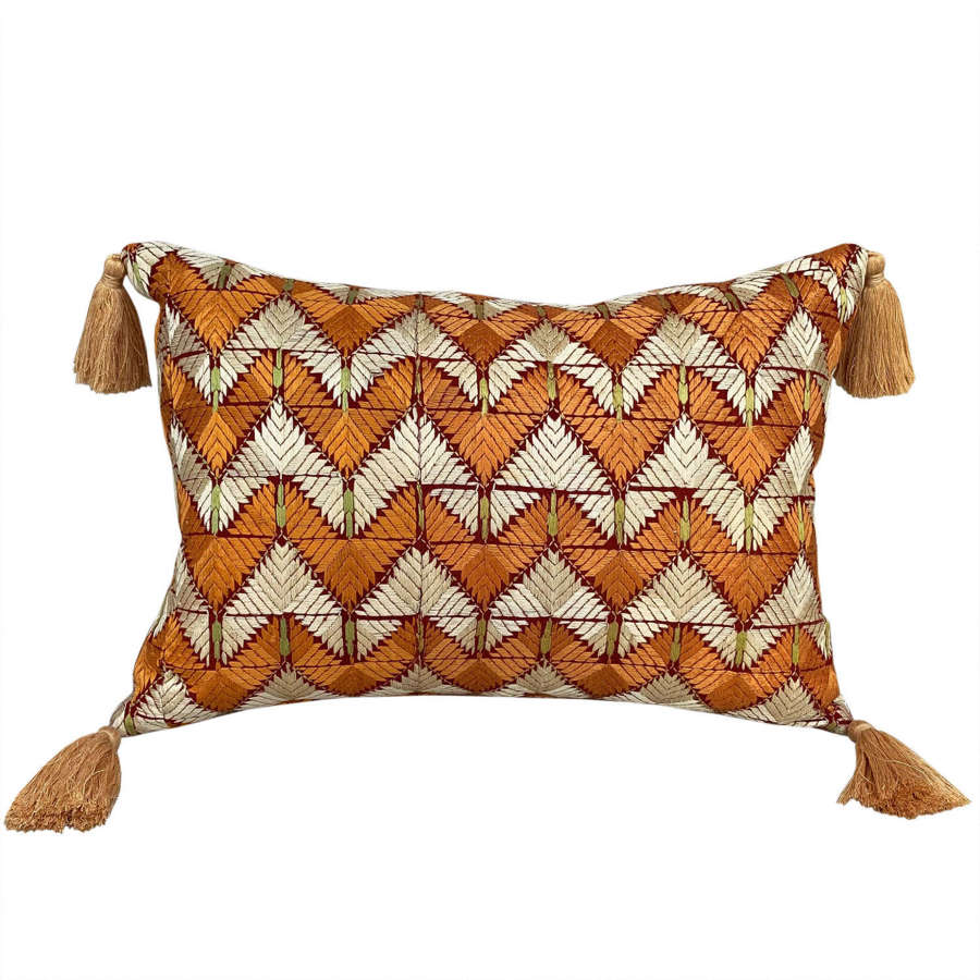 Phulkari cushions with tassels