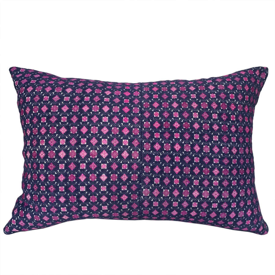 Zhuang wedding blanket cushions, indigo and pink