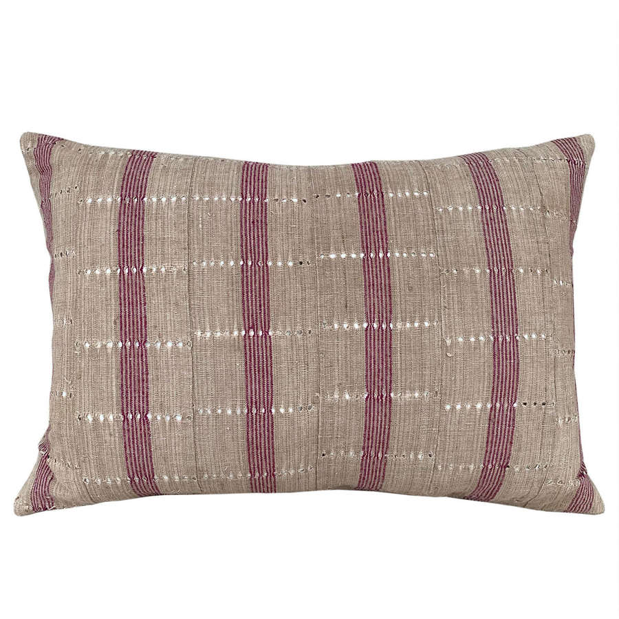 Yoruba Cushions With Berry Pinstripe