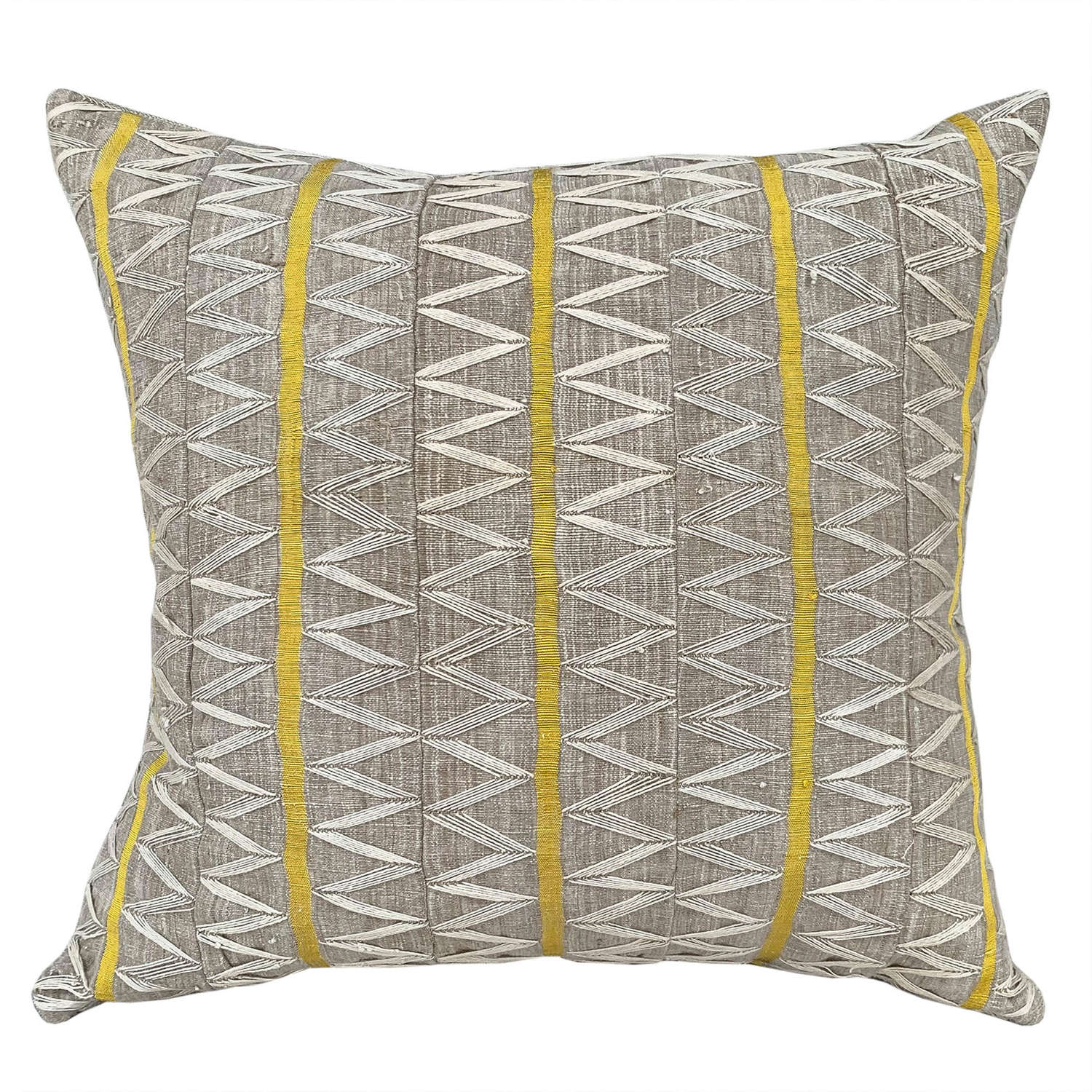 Yoruba Zig Zag Cushions, Yellow Stripe