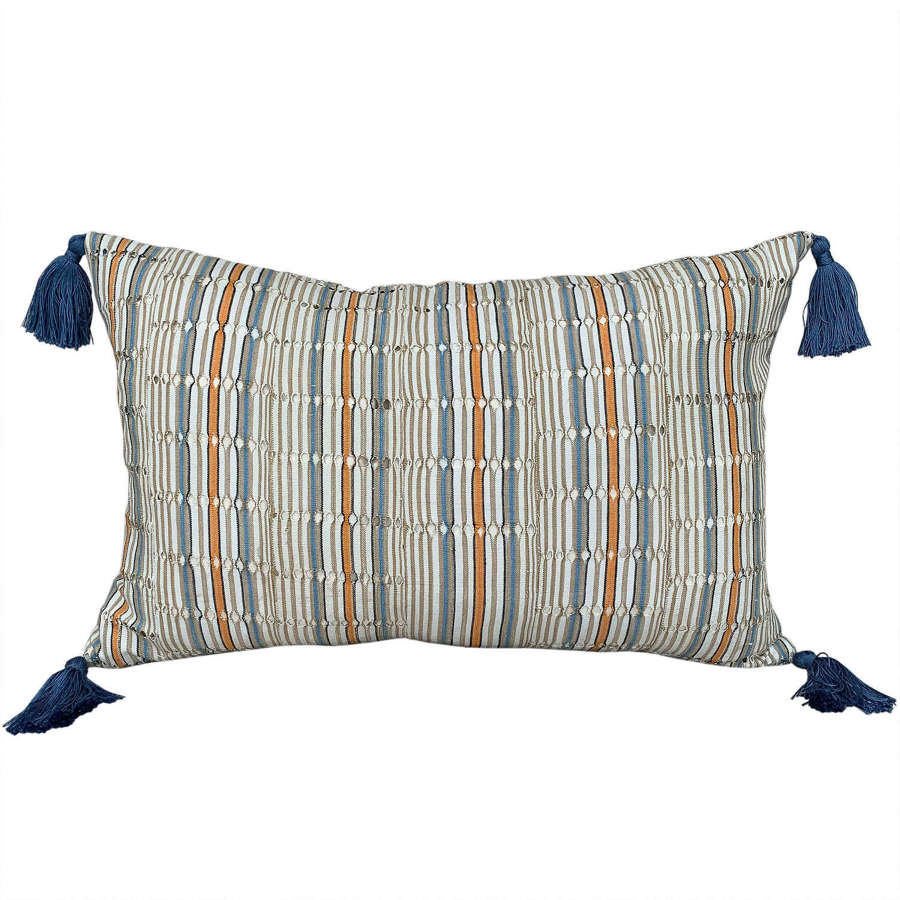 Yoruba Cushions With Blue Tassels