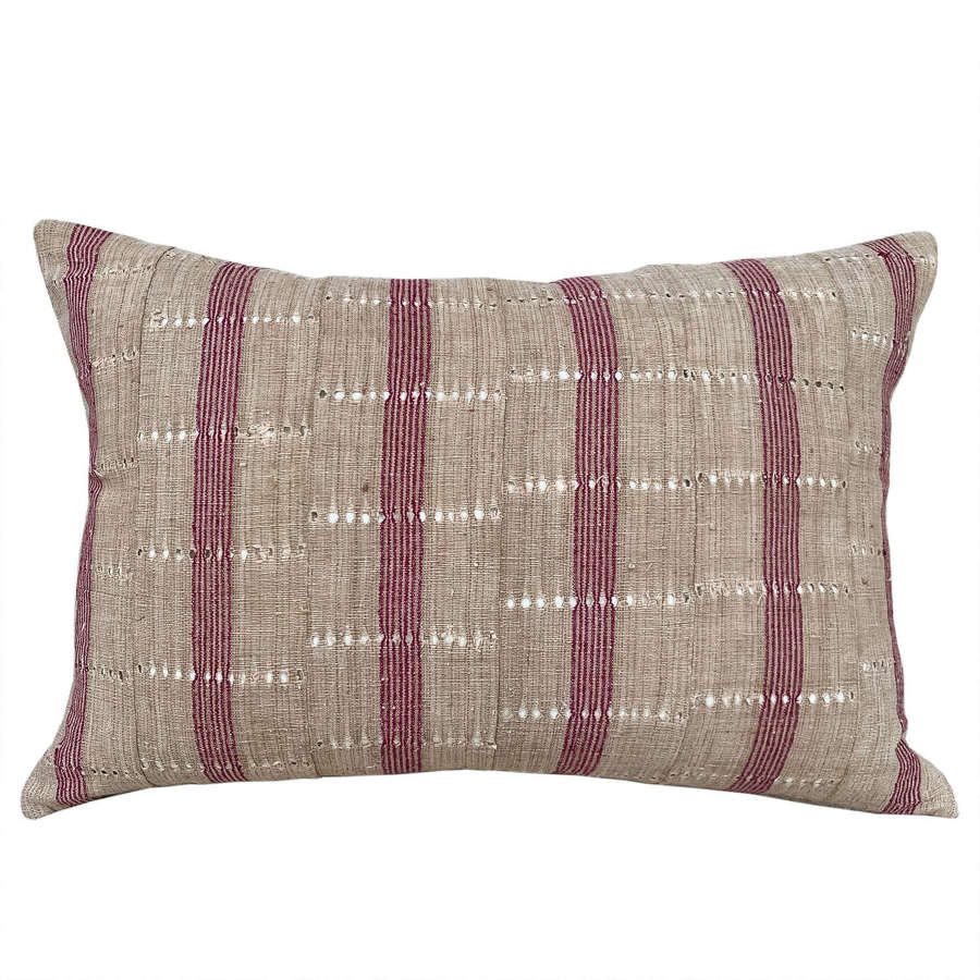 Yoruba Cushion With Berry Stripe