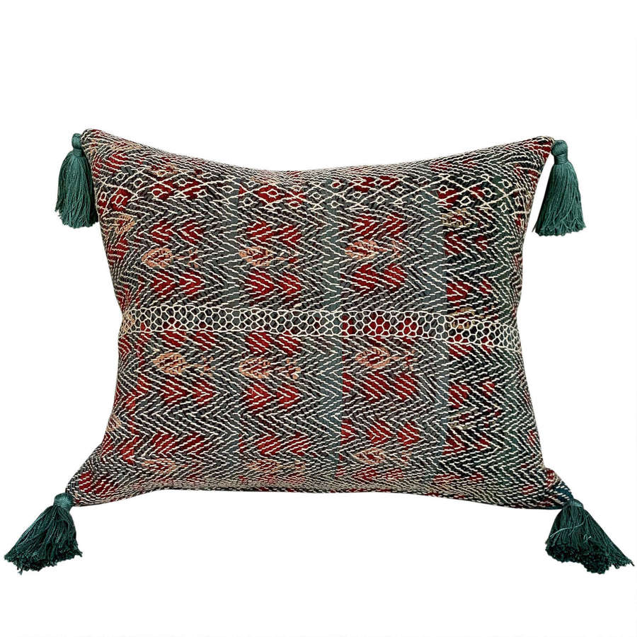 Banjara Cushions With Teal Tassels