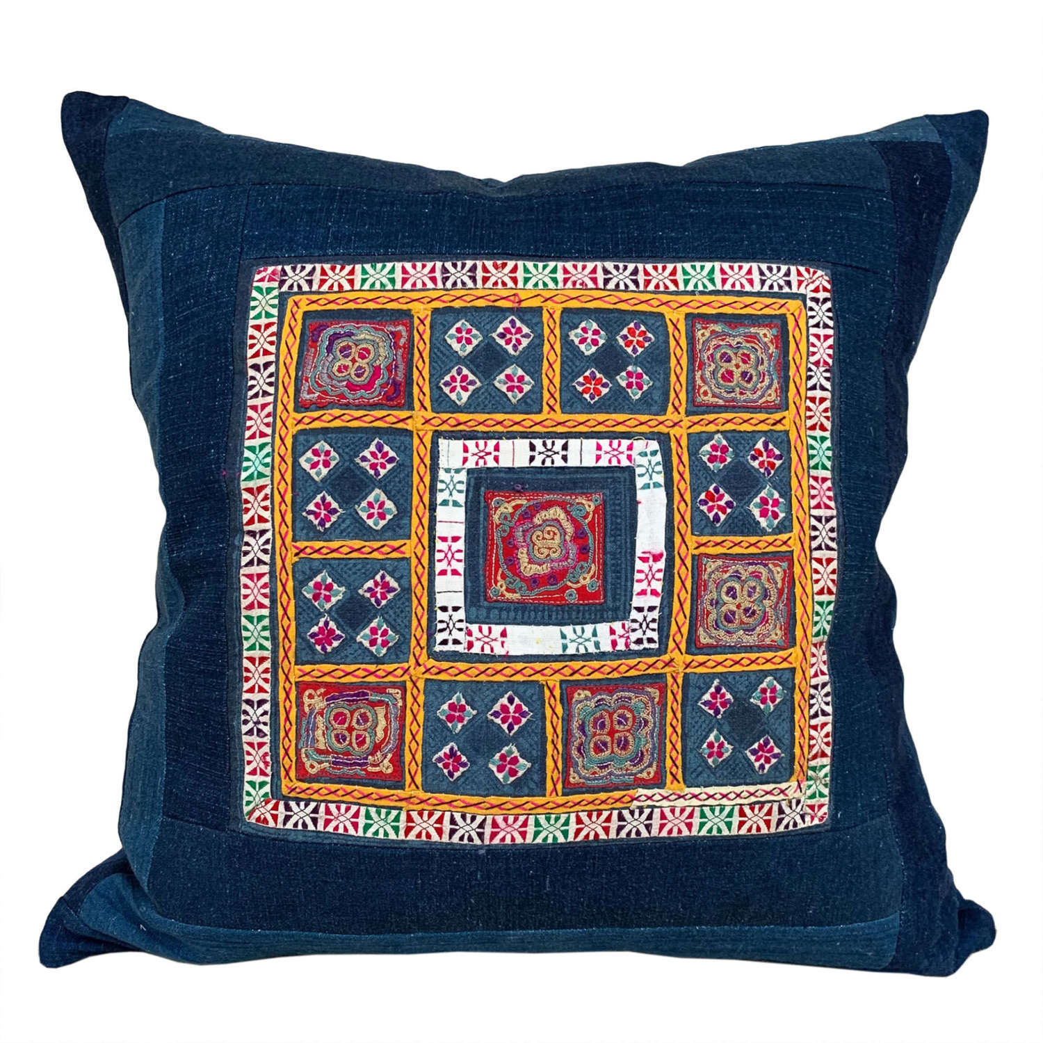 Miao Embroidered Indigo Cushion