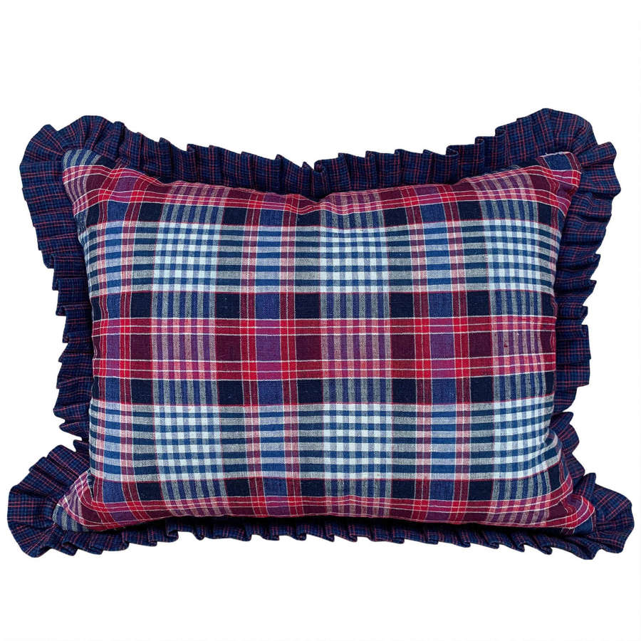 Songjiang Checked Cushion With Pleated Trim