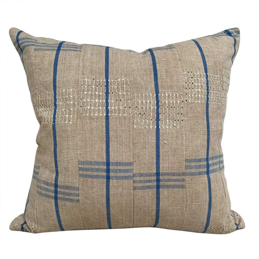 Yoruba Aso Oke Cushions, Blue Stripe