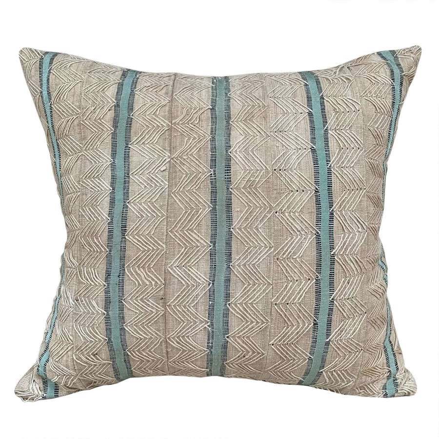 Yoruba Zig Zag Cushions, Blue Stripe