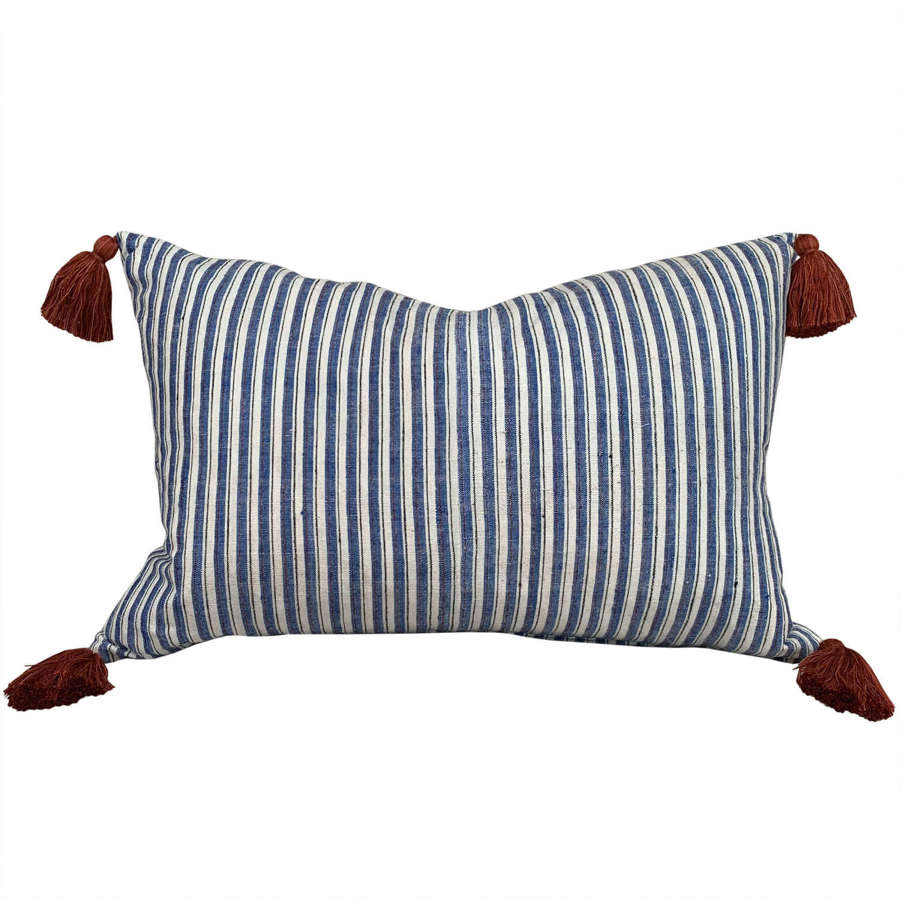 Blue And White Striped Cushions With Tassels