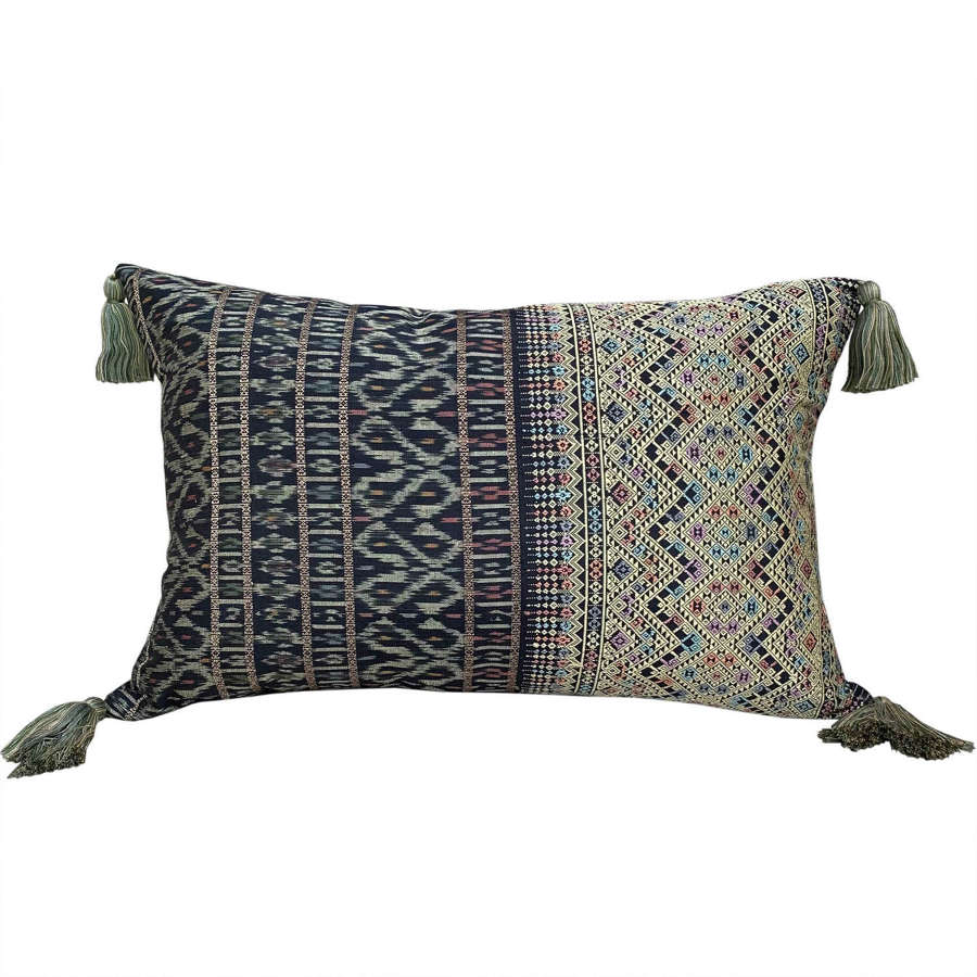 Lao Silk Brocade Cushions, Dark Blue