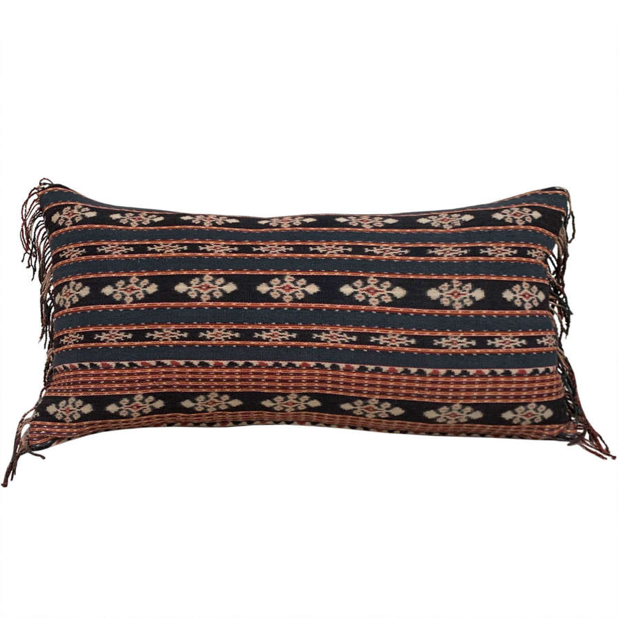Savu ikat cushions with fringed ends