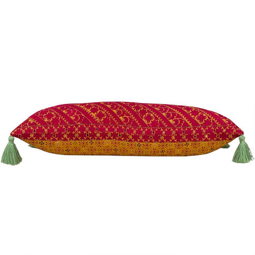 Swat Pillow With Green Tassels