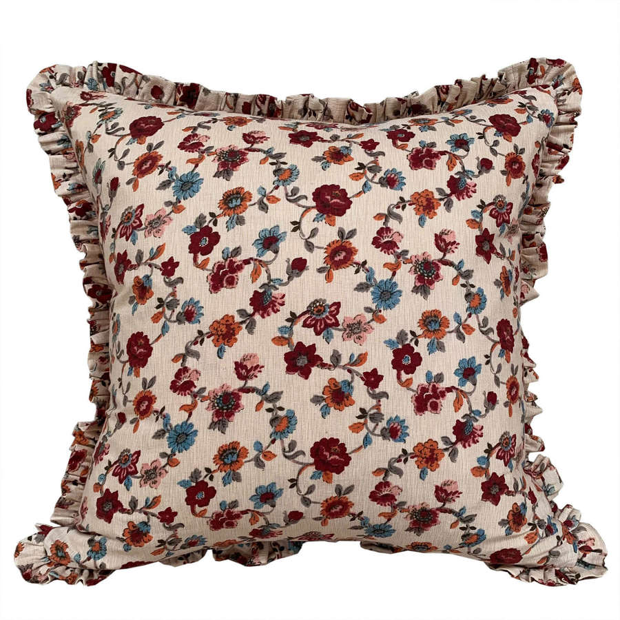 Floral Cushions With Frill Trim